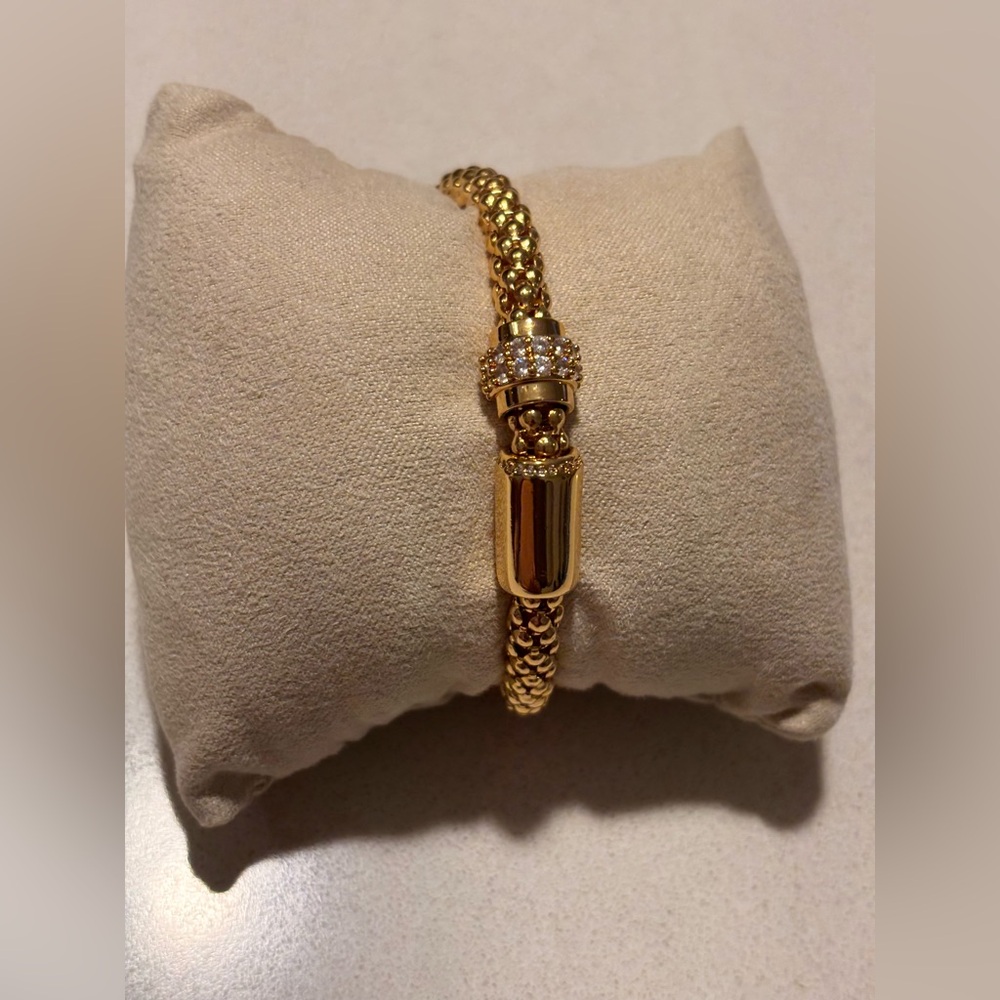 Elegant Goldtone Bracelet with CZ Crystal Accents